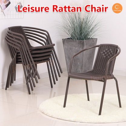 Outdoor Chairs Stackable Rattan Chair Water-Resistant Ergonomic Armrest Chair