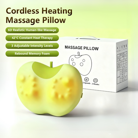 Cordless Heating Massage Pillow Kneading Pillow with Heat For Back Neck Shoulder Home & Car Use