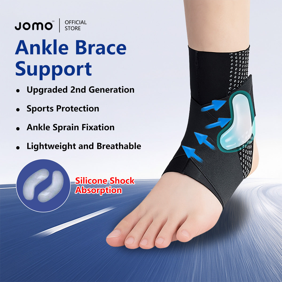 JOMO Ankle Brace Support Sprain Protection Ultra-Thin 0.1mm Straps Wear with Shoes Lightweight