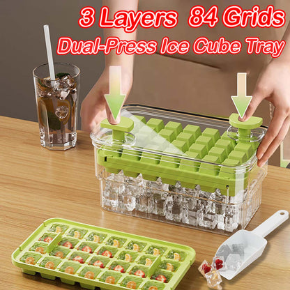 Dual-Press Ice Cube Tray - Easy Release No-Spill Design BPA-Free
