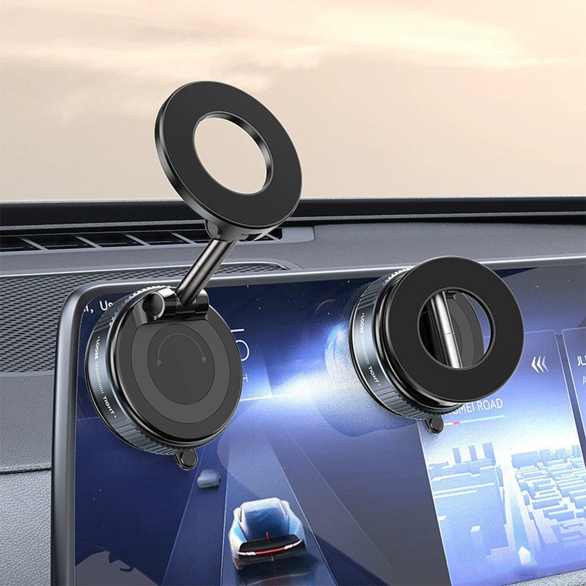 360° Adjustable Magnetic Vacuum Phone Holder Adjustable Angle Foldable Strong Vaccum Magnet Works For Any Surface