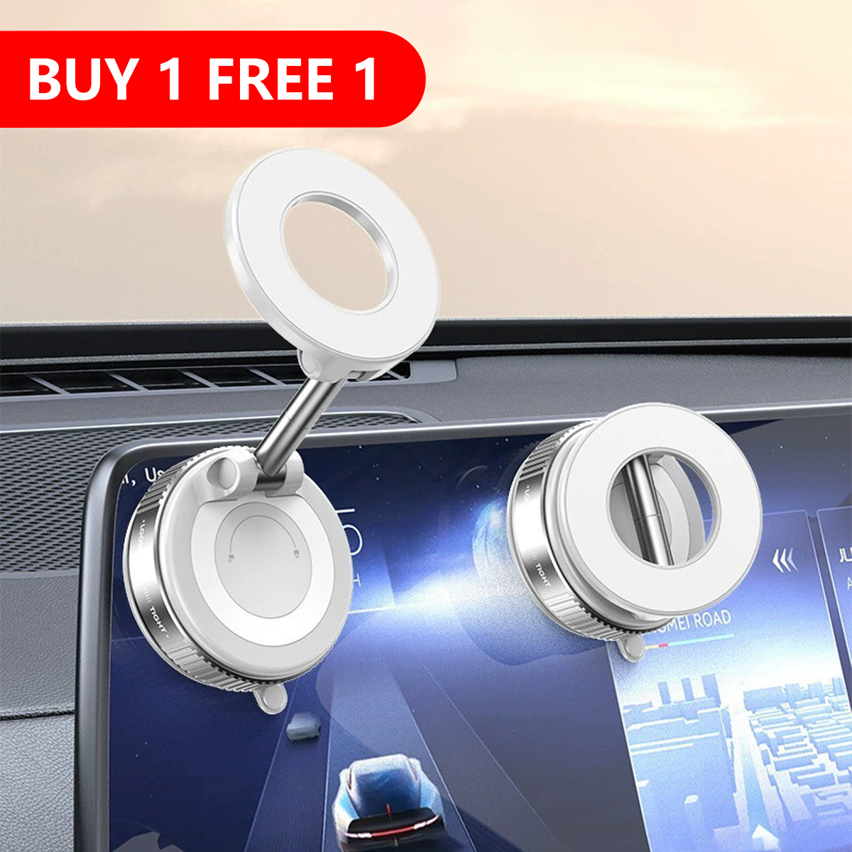 360° Adjustable Magnetic Vacuum Phone Holder Adjustable Angle Foldable Strong Vaccum Magnet Works For Any Surface