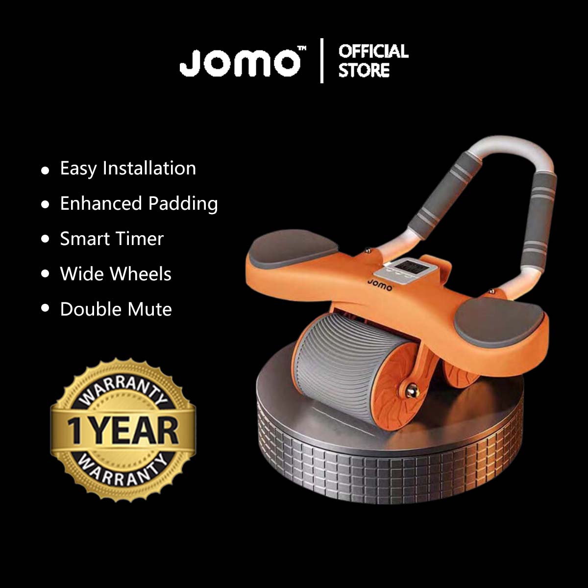 Upgraded JOMO Four Wheel Abdominal Wheel Roller Widened Wheel Base Adjustable Armrest
