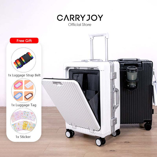 Multifunctional Travel Luggage 20" Carry On Luggage with Front Pocket, USB Port Charging