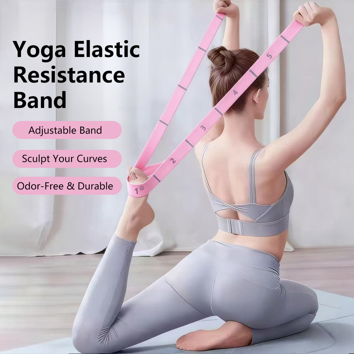 JOMO Yoga Elastic Resistance Band Full Body Workout for Glutes, Legs, Arms, Back, Yoga