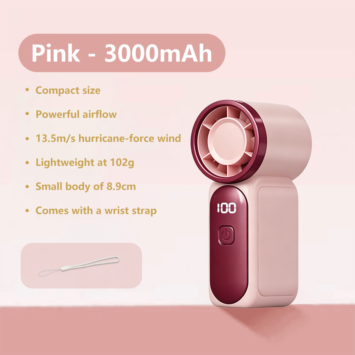 Foldable LCD Display Fan – 5 Speeds, Rechargeable, Lightweight, Hands-Free, Quiet Personal Fan with Type-C Charging