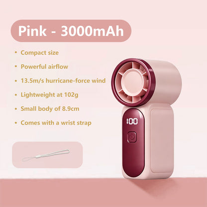 Foldable LCD Display Fan 5 Speeds, Rechargeable Lightweight Hands-Free