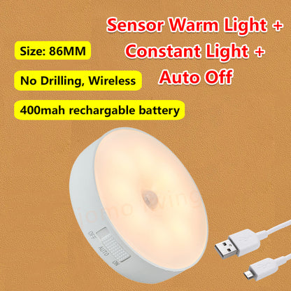 Sensor Night Light Motion Detector Auto Light USB Rechargeable LED