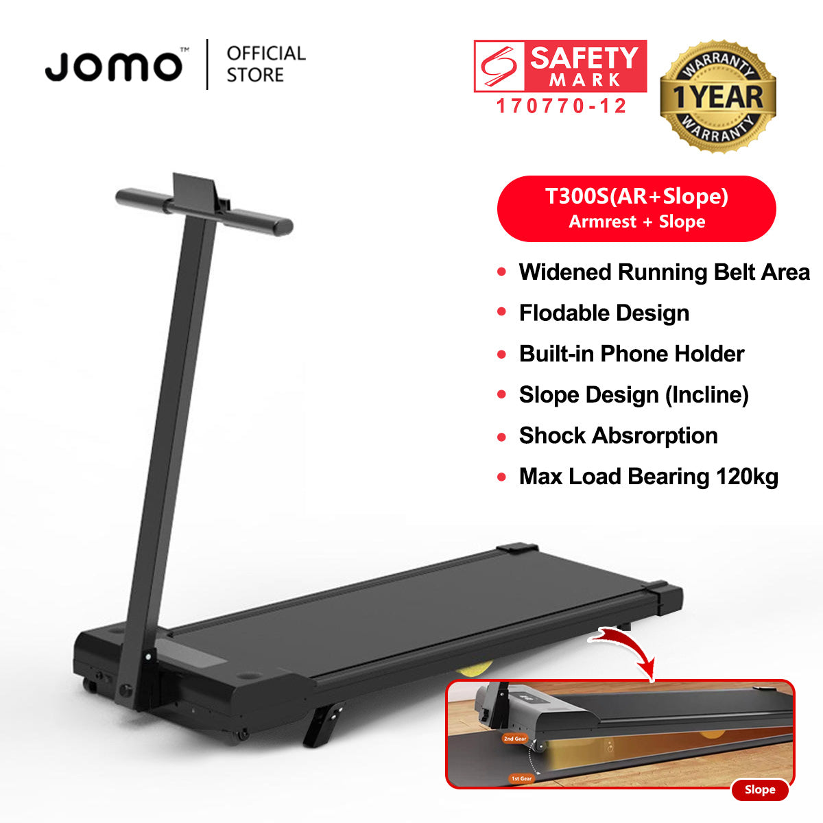 Foldable Treadmill Mini Running Walking Pad Home Gym Fitness Machine