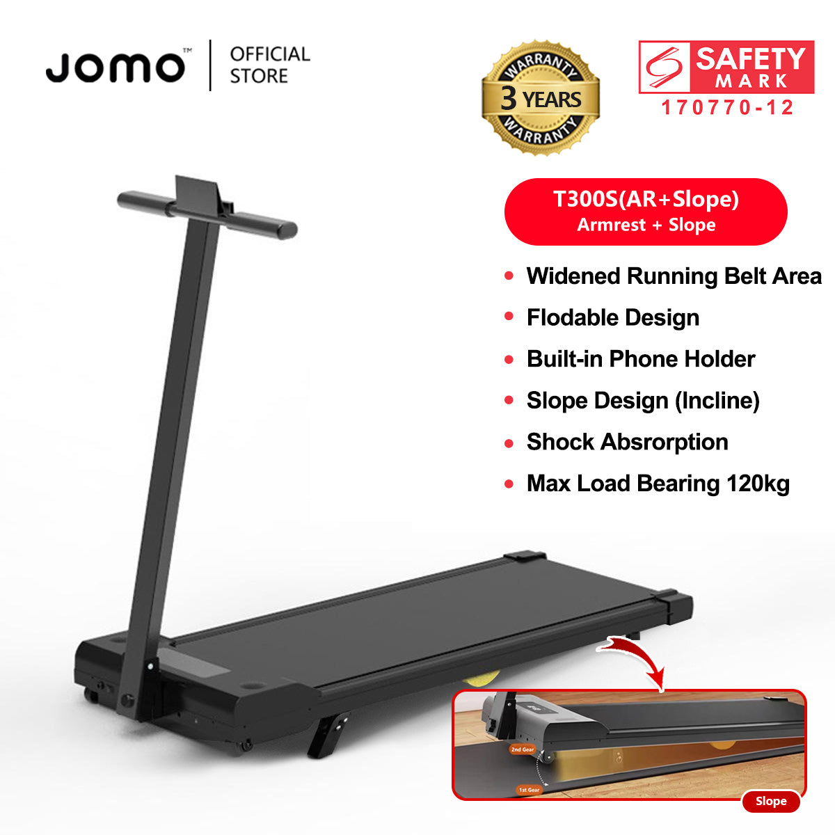 Foldable Treadmill Mini Running Walking Pad Home Gym Fitness Machine