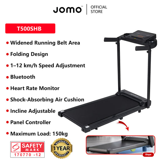 Smart Foldable Treadmill Adjustable Incline, Shock Absorption, Heart Rate & Bluetooth