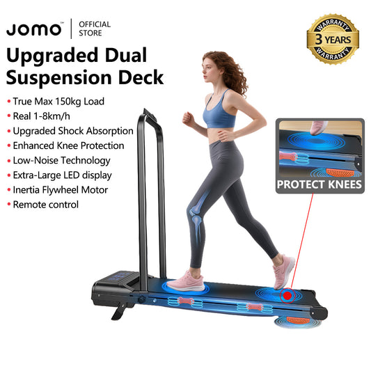 JOMO Foldable Treadmill Upgraded Dual Suspension Deck Treadmill LED Display incline Shock Absorption