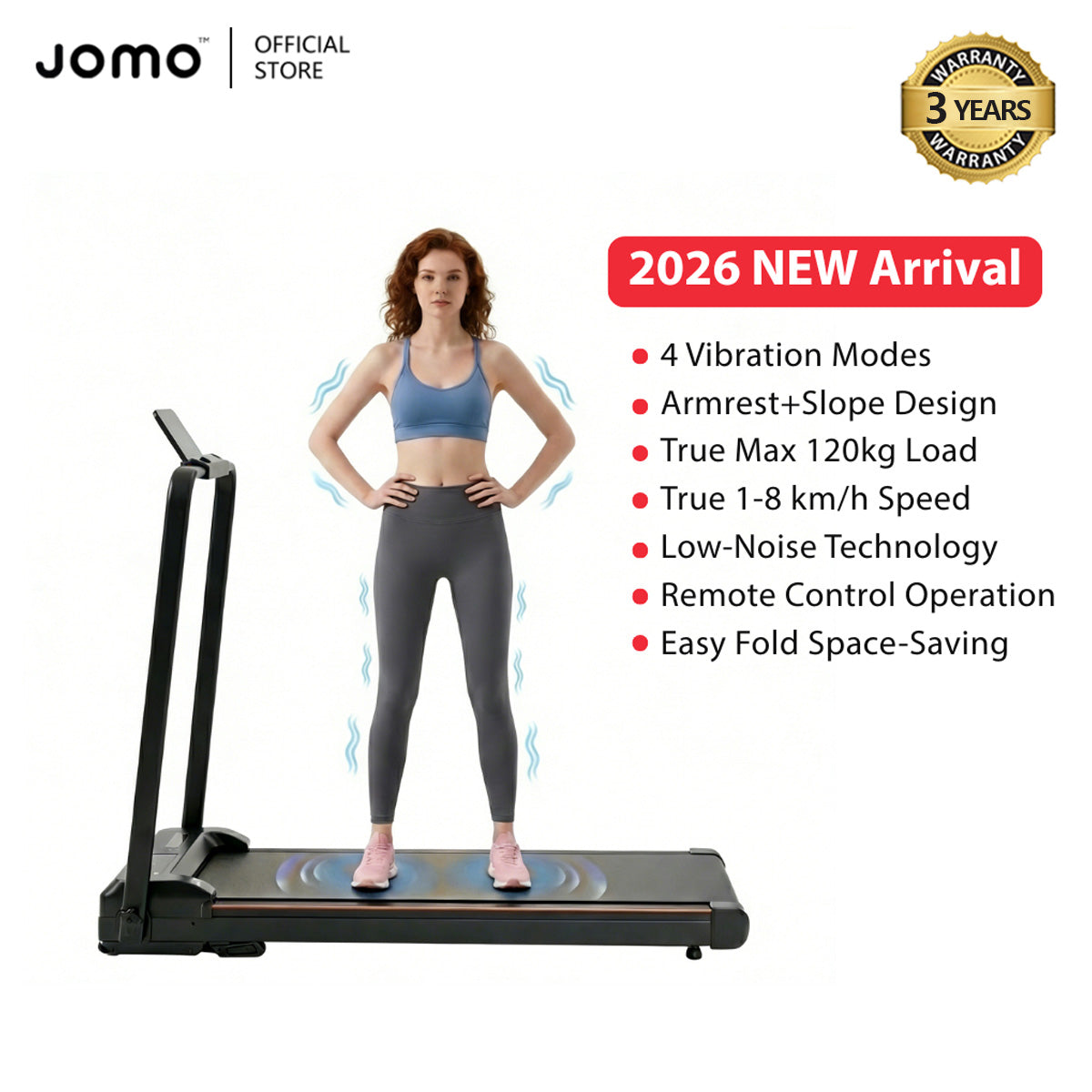 ✅2026 NEW✅JOMO Silent Foldable 2-in-1 Treadmill Fat Burning Home Mini No Assembly Quiet Running Machine跑步
