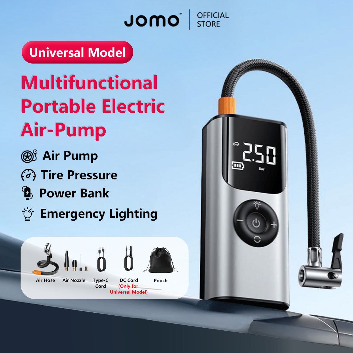 Multifunctional Portable Electric Air-Pump Digital Display Rechargeable Battery Tire Pressure