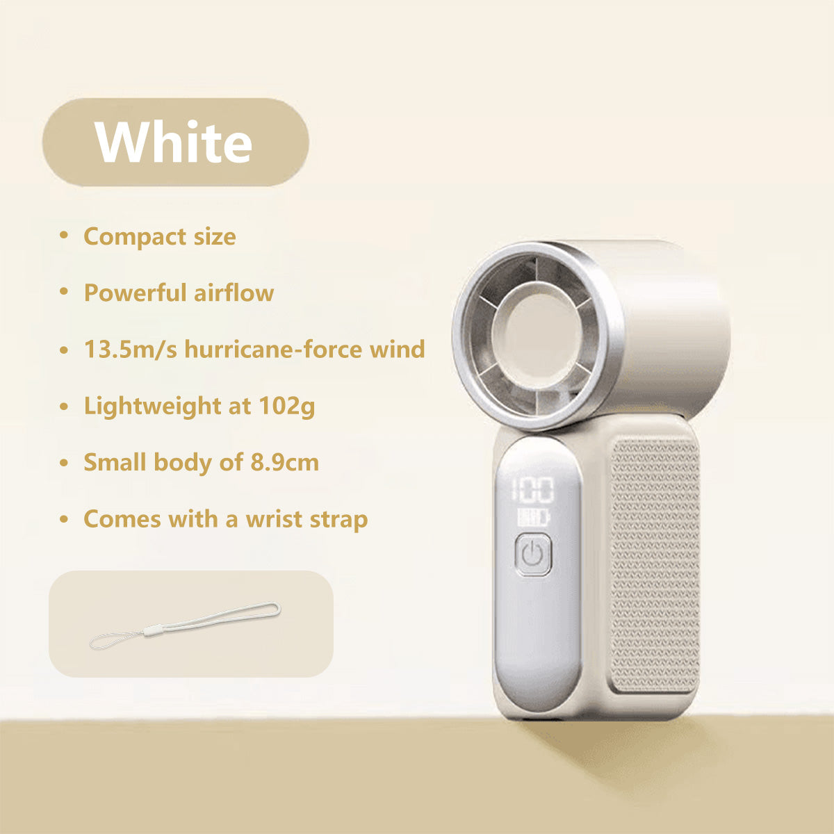 Portable Handheld Fan Strong Wind 100 Gear Wind Speed Compact Travel Fan Mini Fan USB Rechargeable Fan Digital Display