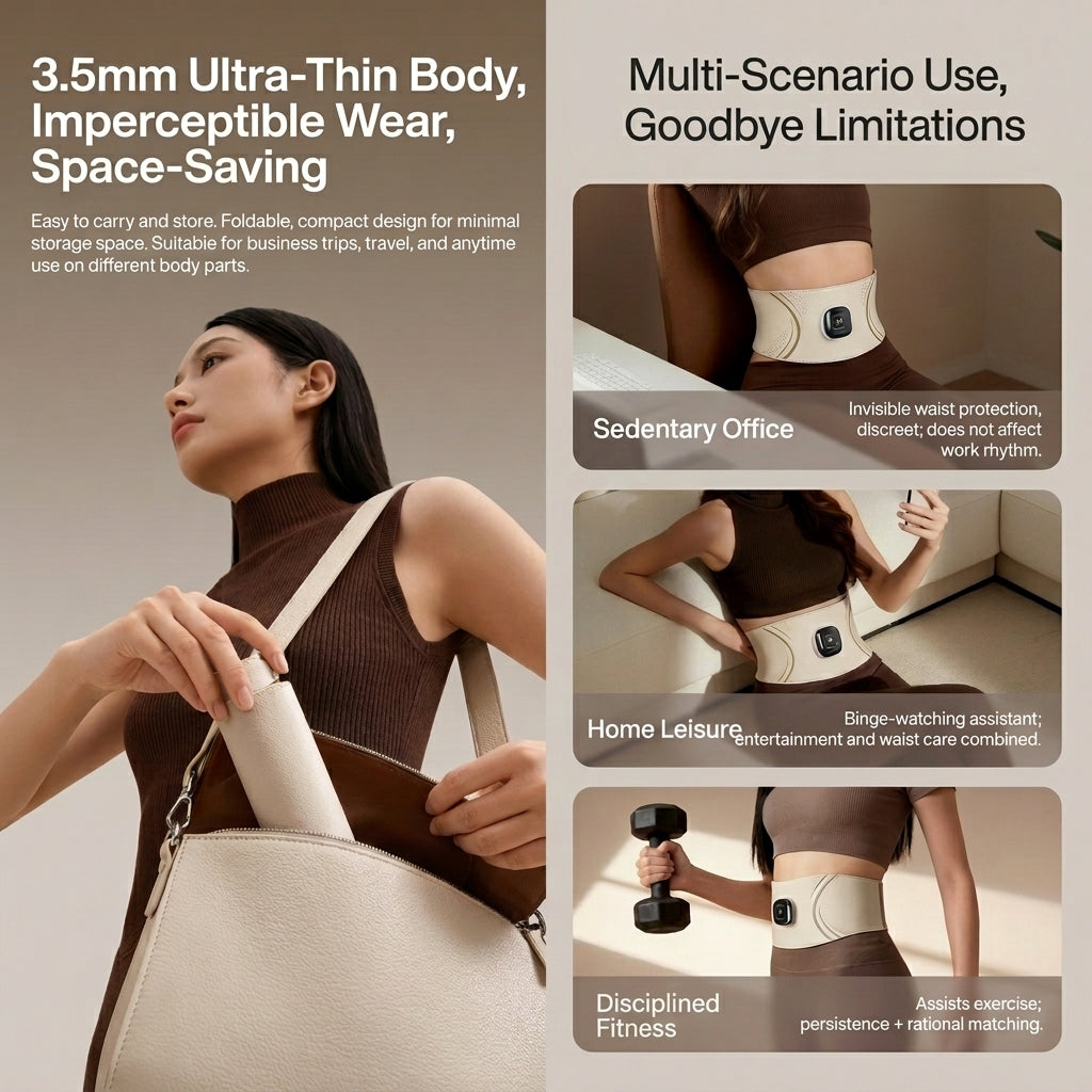 JOMO EMS Waist Belt Abdominal Slimming Massage Belt Heat Toning Silver Ion Waist Trainer
