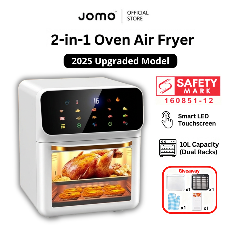 JOMO Air Fryer NTC Temperature Control Touch Control 10 Cooking Presets 1350W 4.5L Capacity