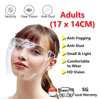 Full Face Protection Shield Mask Acrylic Protective full face Transparent Anti Fogging Windproof Antibacteria | JOMO Singapore