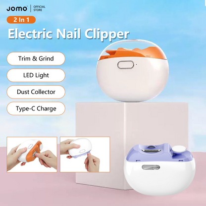 Electric Nail Clipper Trimmer & Polisher LED Light Dual Speed Multifunction