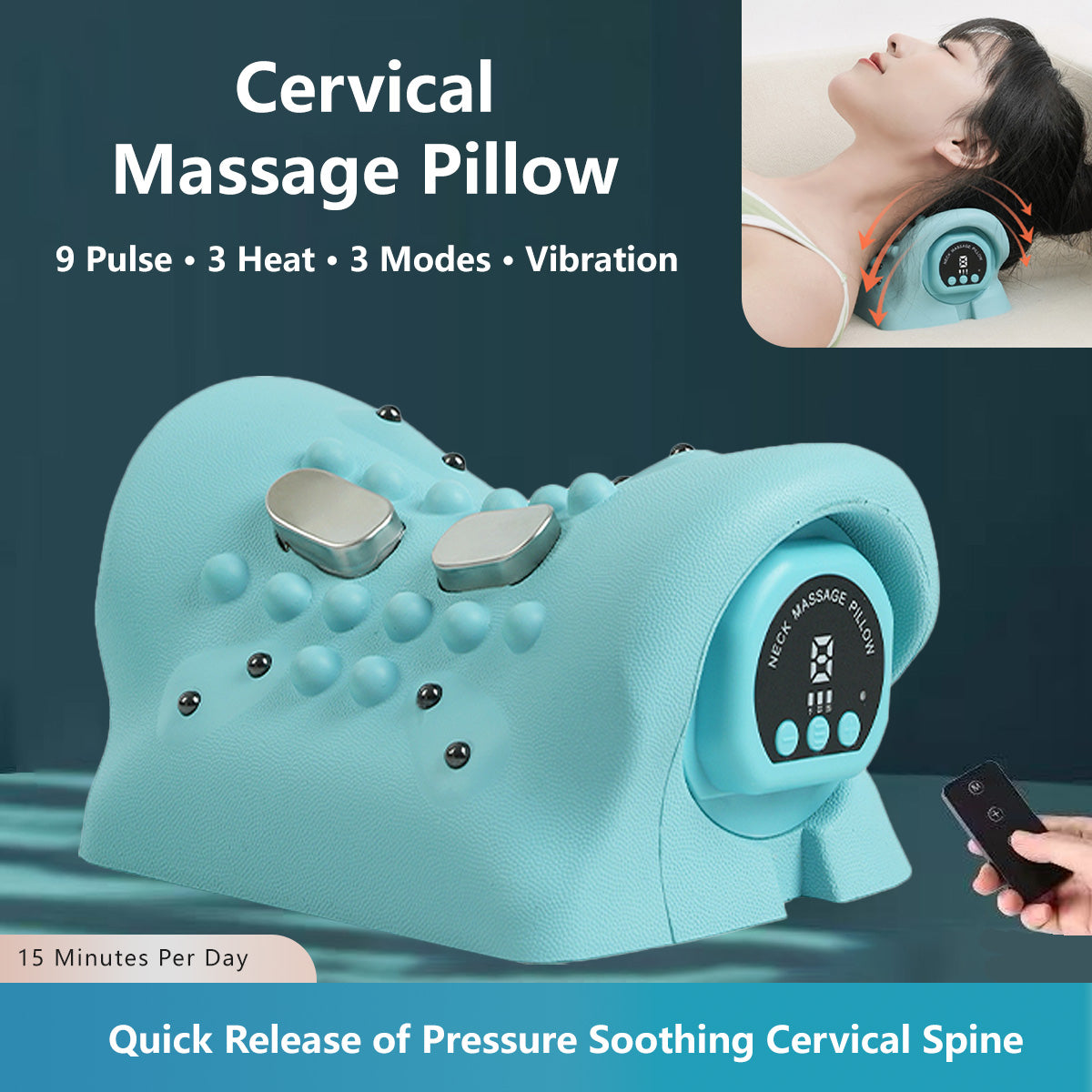 Cervical Massage Pillow Silicone Neck Massager Heat Therapy Pillow