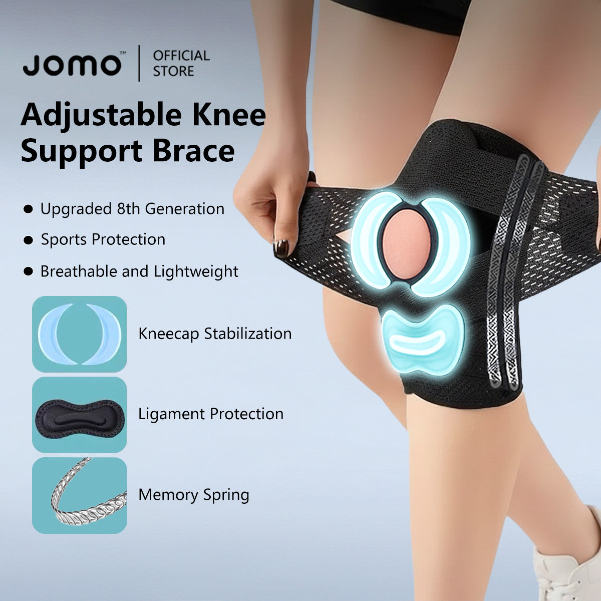 Adjustable Knee Support Brace Sport Protection Breathable Lightweight Kneecap Stabilization