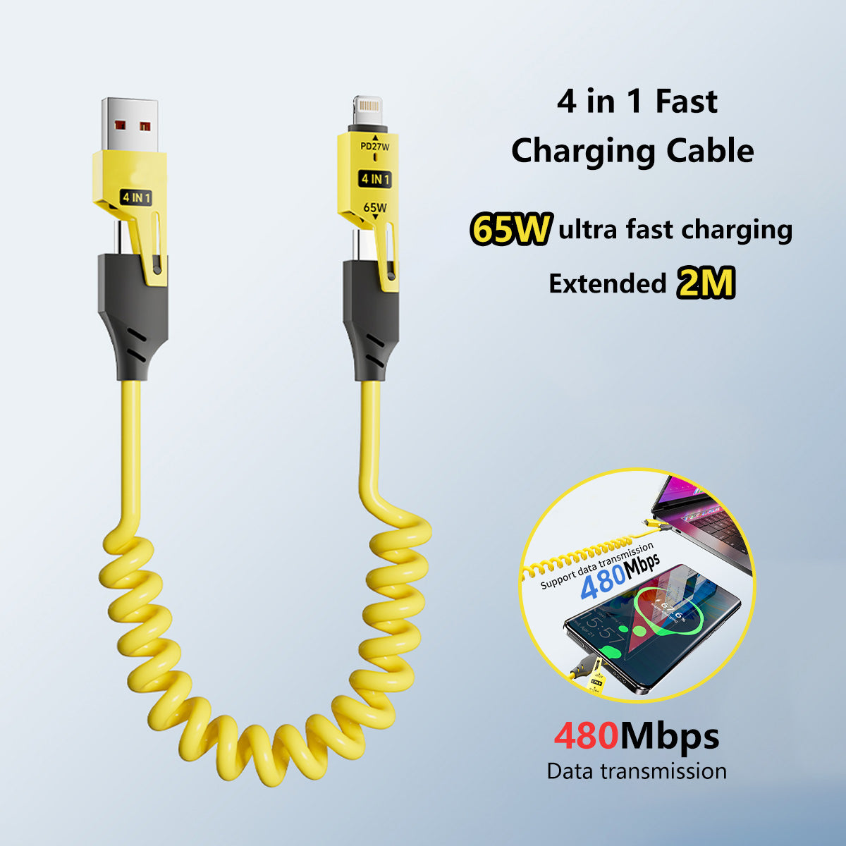 4-in-1 65W Ultra-Fast Charging Lightning Cable