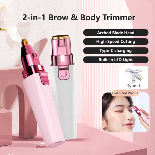 2-in-1 Detachable Blade Head LED Electric Eyebrow & Body Hair Trimmer