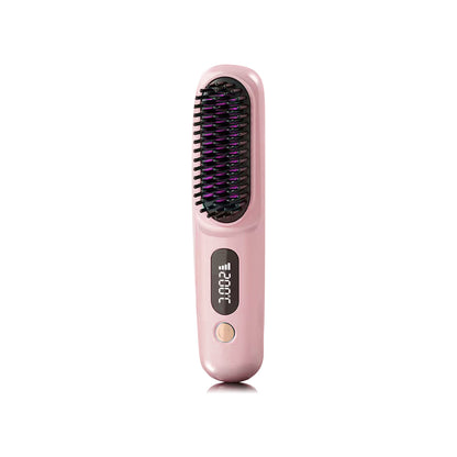 Portable Hair Straightener Comb Negative Ions Keratin Coated