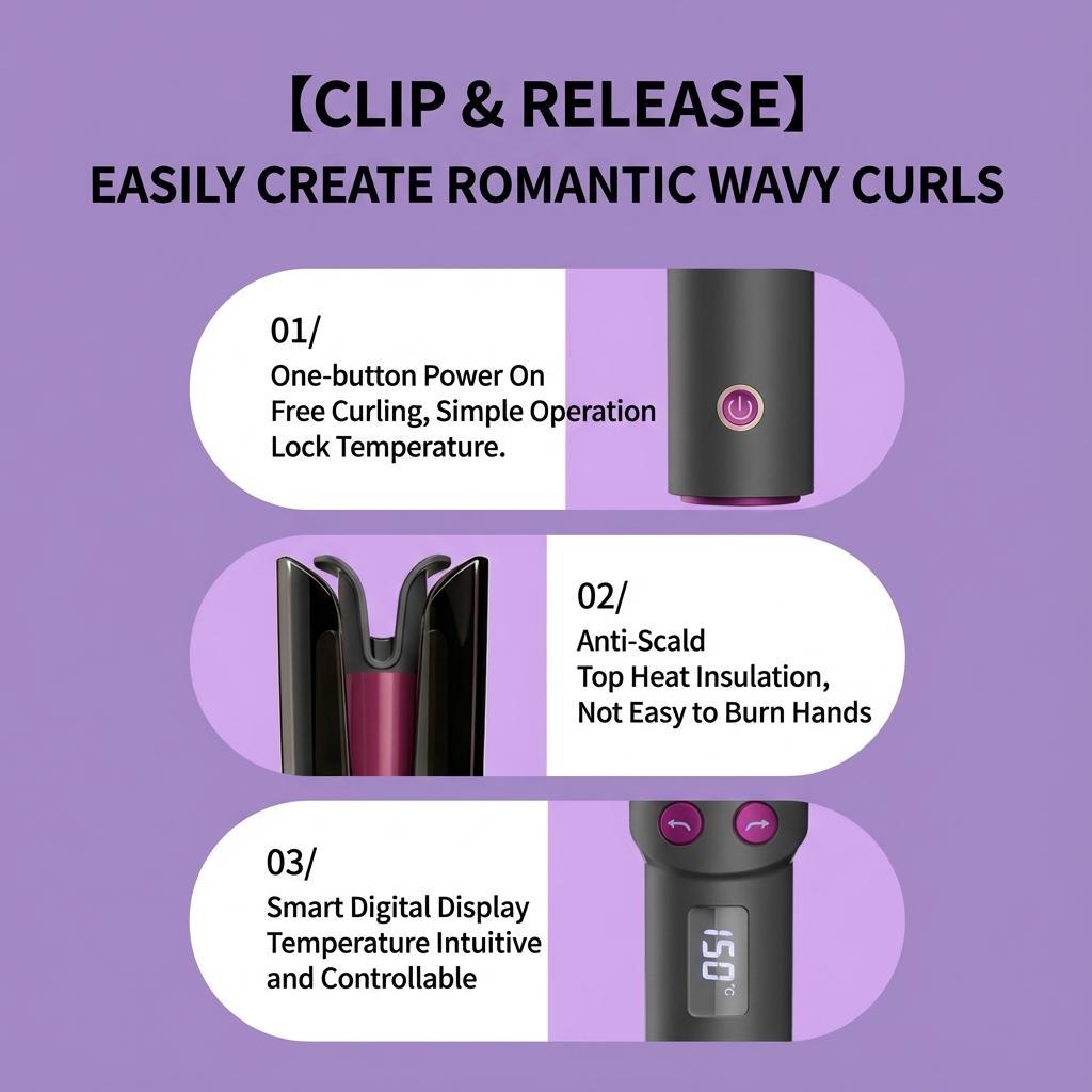 Premium Quality Auto Wireless Portable Hair Curler