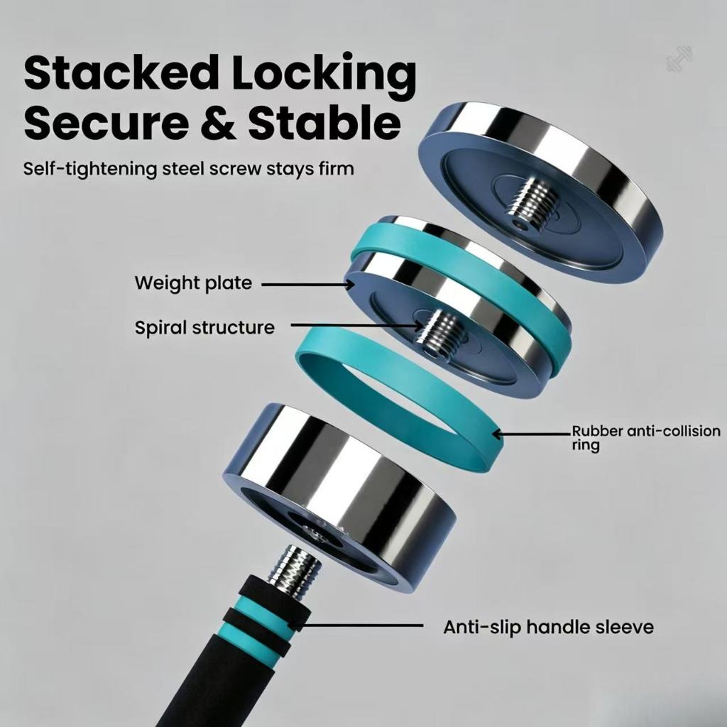 JOMO Adjustable Dumbbell Set 4 Gear Weight Home Gym Fitness Training Women Anti Rust Solid Steel 可调节哑铃