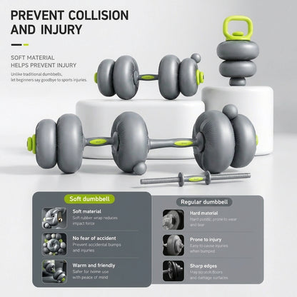 JOMO 3 in 1 Silent Soft Dumbbell Kettlebell Barbell Adjustable Weights Home Gym 三合一软体哑铃 壶铃