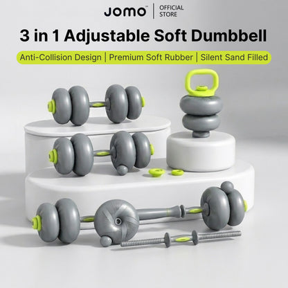 JOMO 3 in 1 Silent Soft Dumbbell Kettlebell Barbell Adjustable Weights Home Gym 三合一软体哑铃 壶铃