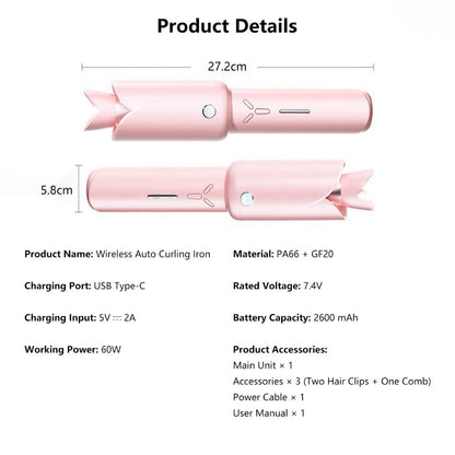 Premium Quality Auto Wireless Portable Hair Curler