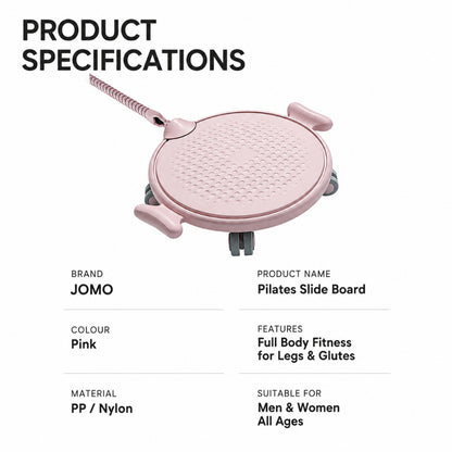 JOMO Pilates Slide Board with 4 Wheels Side to Side Abdominal Core Trainer Home Workout 普拉提滑行盘