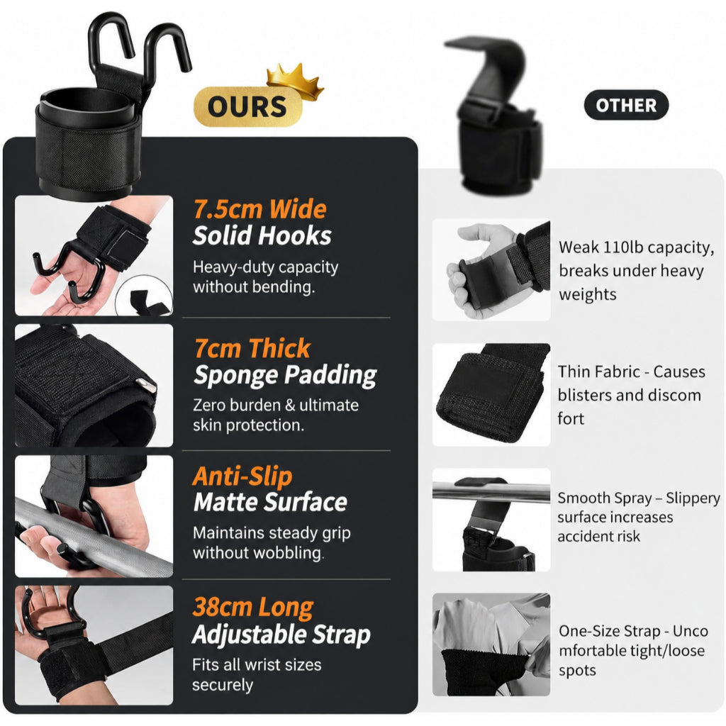 JOMO Pull Up Assist Hooks Weightlifting Hooks Wrist Straps Grip Hooks Gym Workout 引体向上助力钩