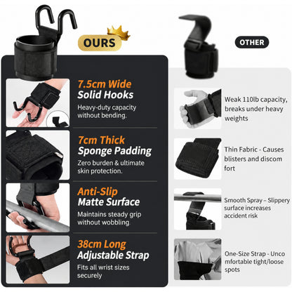 JOMO Pull Up Assist Hooks Weightlifting Hooks Wrist Straps Grip Hooks Gym Workout 引体向上助力钩