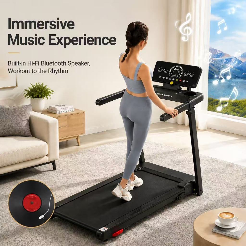 JOMO Ultra Quiet Foldable Treadmill 150kg Max Load Incline Shock Absorption