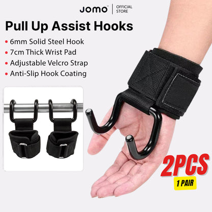 JOMO Pull Up Assist Hooks Weightlifting Hooks Wrist Straps Grip Hooks Gym Workout 引体向上助力钩