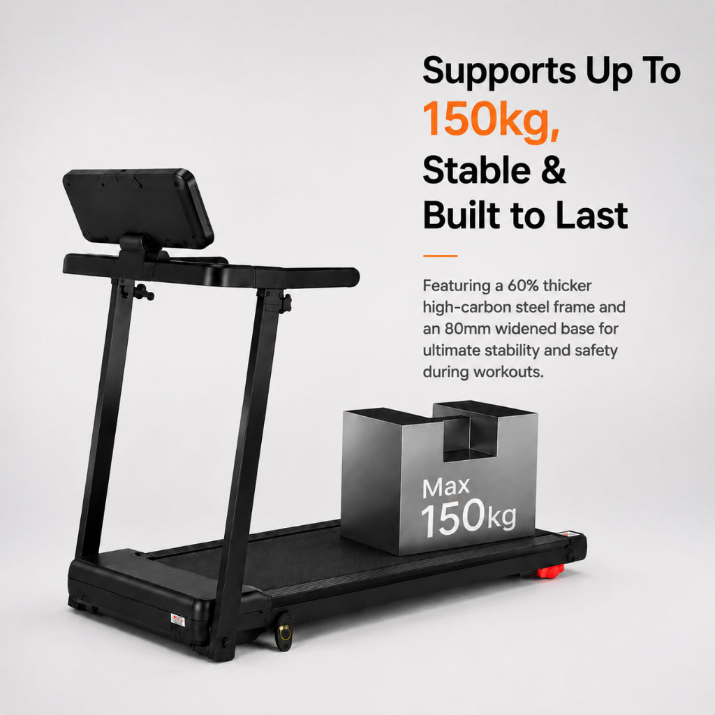 JOMO Ultra Quiet Foldable Treadmill 150kg Max Load Incline Shock Absorption