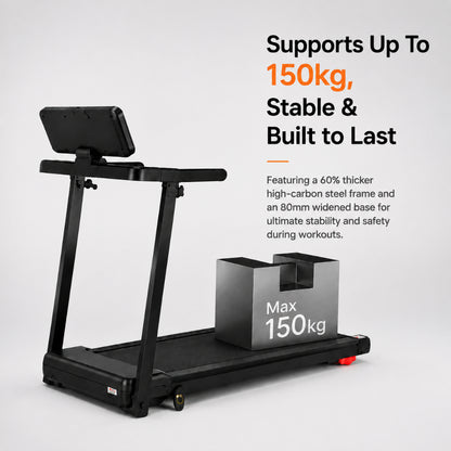 JOMO Ultra Quiet Foldable Treadmill 150kg Max Load Incline Shock Absorption