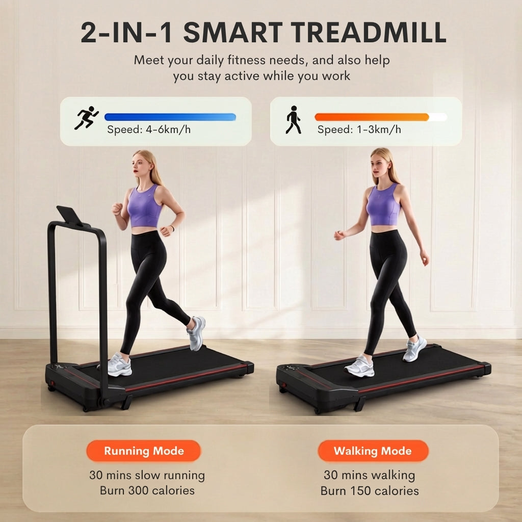 JOMO Treadmill Armrest + Slope Design Low Noise Indoor Foldable Treadmill