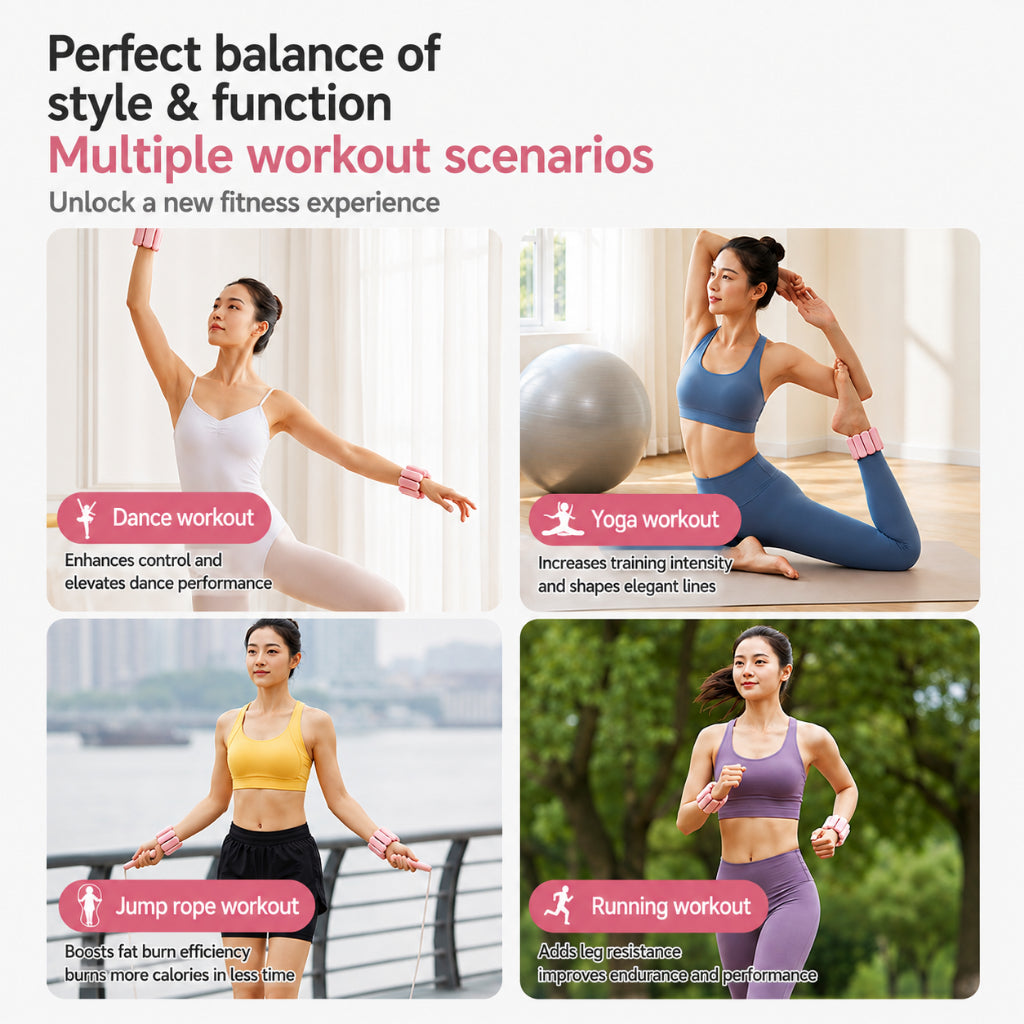 JOMO Adjustable Wrist Ankle Weights Silicone Wristbands Workout Running Fitness 2LB 3LB 可调节负重手环