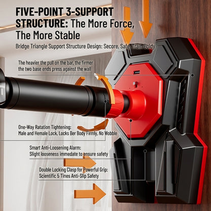 JOMO Upgraded Smart Sensor Doorway Pull Up Bar Chin Up Bar No Drill Smart Safety Alert Home Gym智能预警门上单杠