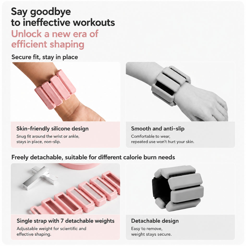 JOMO Adjustable Wrist Ankle Weights Silicone Wristbands Workout Running Fitness 2LB 3LB 可调节负重手环