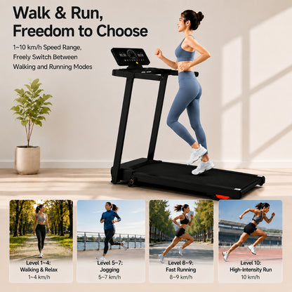 JOMO Ultra Quiet Foldable Treadmill 150kg Max Load Incline Shock Absorption