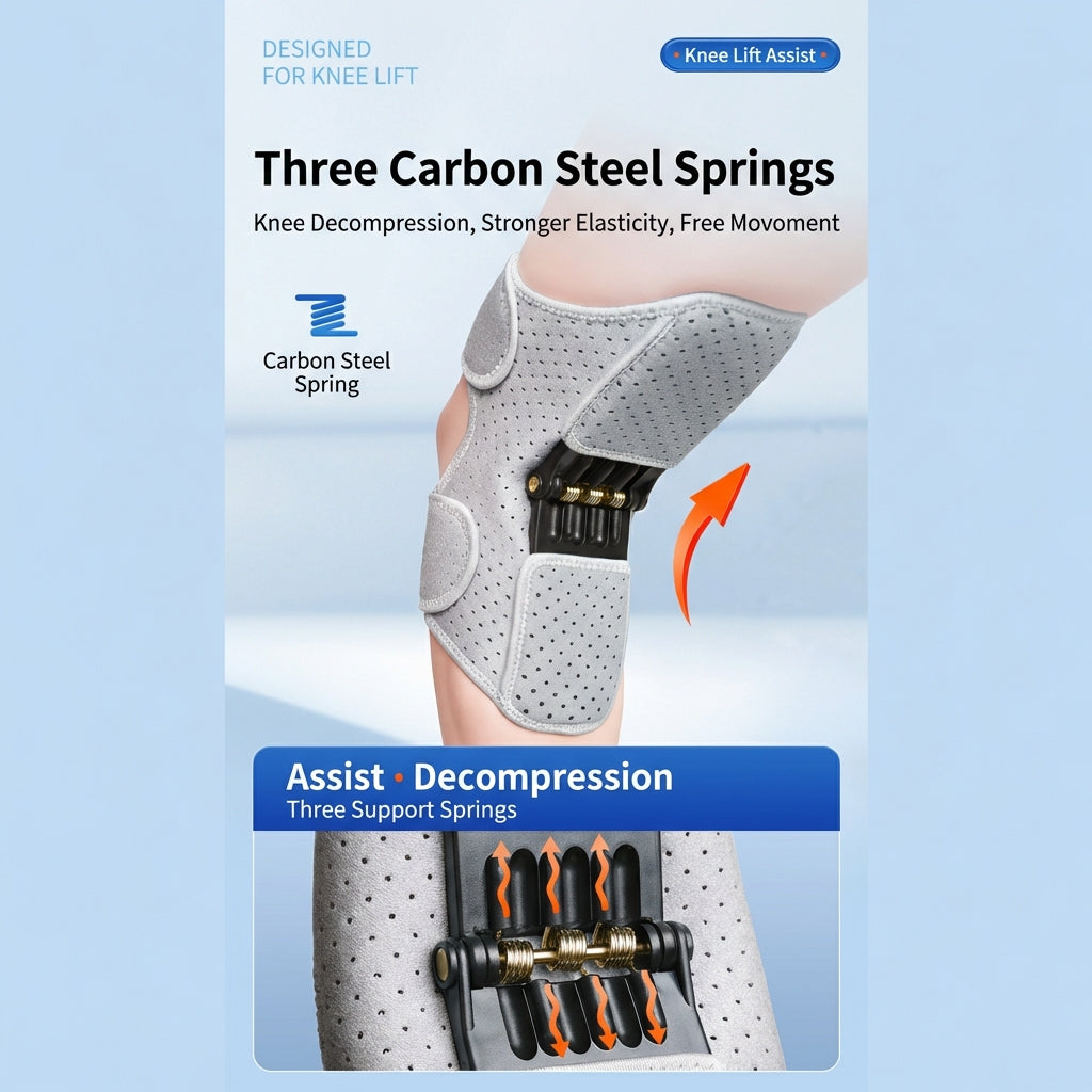 Power Knee Booster Support Joint Brace 3 Springs Lift Pain Relief Guard 膝盖助力护膝