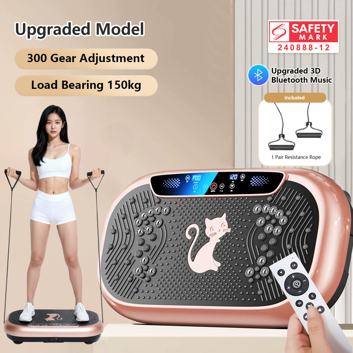 JOMO Vibration Platform Machine 300 Adjustable Levels 9 Workout Modes Bluetooth Music & Magnetic Massage for Home Fitnes