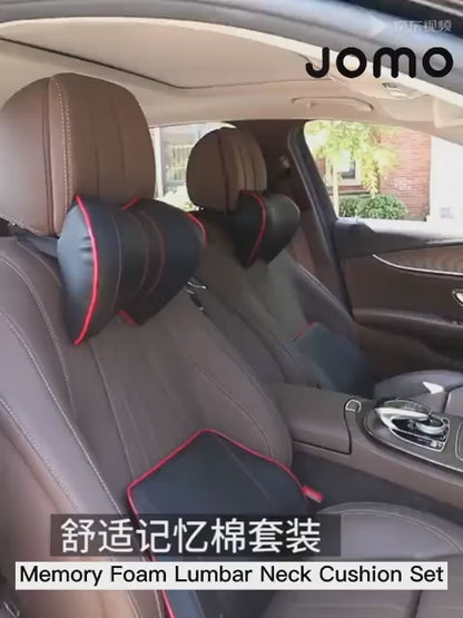 Memory Foam Waist Lumbar Neck Support Set Car Back Seat Cushion