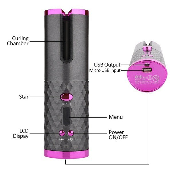 Auto Wireless Portable Ceramic Hair Curler USB Hair Straightener