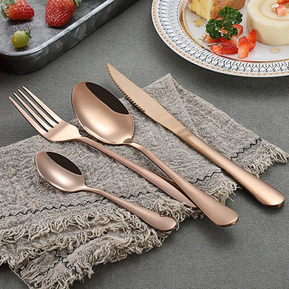 Cutlery Set 24 pieces Stainless Steel Fork Spoon Knife Tea Spoon Utensils